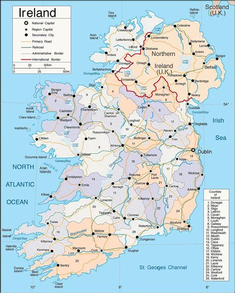 map of ireland with counties and towns